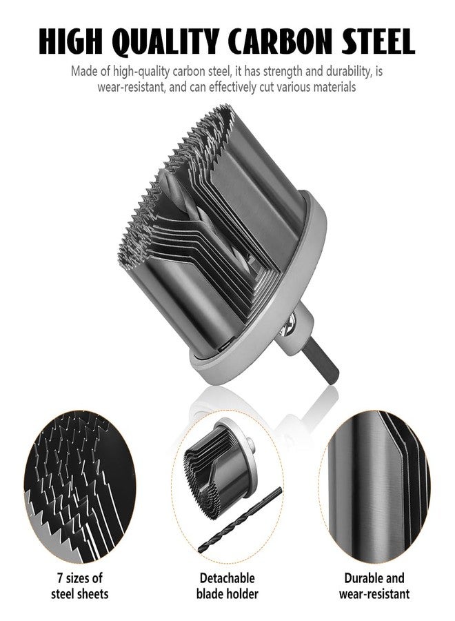 Serplex® Spring Steel Hole Saw Set 45mm Depth Woodworking Hole Opener with 7Pcs 26mm-63mm Saw Blades, Silver Finish for Drilling in Hard or Soft Wood, Plasterboard, and DIY Professional Projects - Image 3